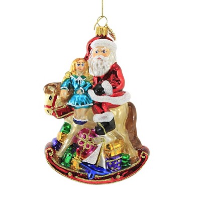 Huras 6.0" Santa On Rocking Horse Ornament Doll Christmas  -  Tree Ornaments