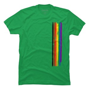 Adult Design By Humans Pride Rainbow Vertical Stripe By alphalezbean T-Shirt - 1 of 2