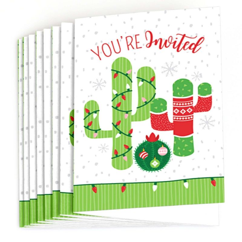Big Dot of Happiness Merry Cactus - Fill-in Christmas Cactus Party Invitations (8 Count), 2 of 6