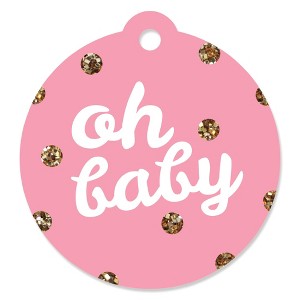 Big Dot of Happiness Hello Little One - Pink and Gold - Girl Baby Shower Party Favor Gift Tags (Set of 20) - 1 of 4