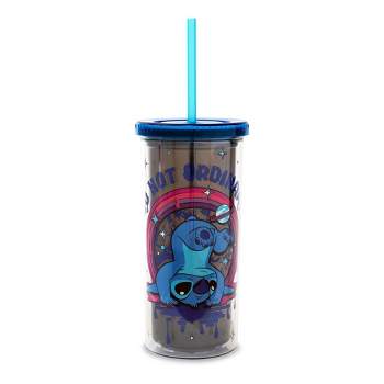 Silver Buffalo Disney Lilo & Stitch "So Not Ordinary" 20-Ounce Carnival Cup With Lid and Straw