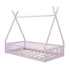 CAVINAS Twin Size Pine Wood Tent Bed Frame with Fence for Boys Girls,Montessori Style Floor Bed for Kids Room,Bedroom - 4 of 4