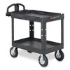 Rubbermaid Commercial Heavy-Duty Utility Cart with Lipped Shelves, Plastic, 2 Shelves, 750 lb Capacity, 26" x 55" x 33.25", Black - 4 of 4