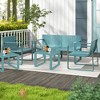 Costway Patio Chairs Set of 2/4 Weather-resistant Plastic Outdoor Armchairs Blue - 2 of 4