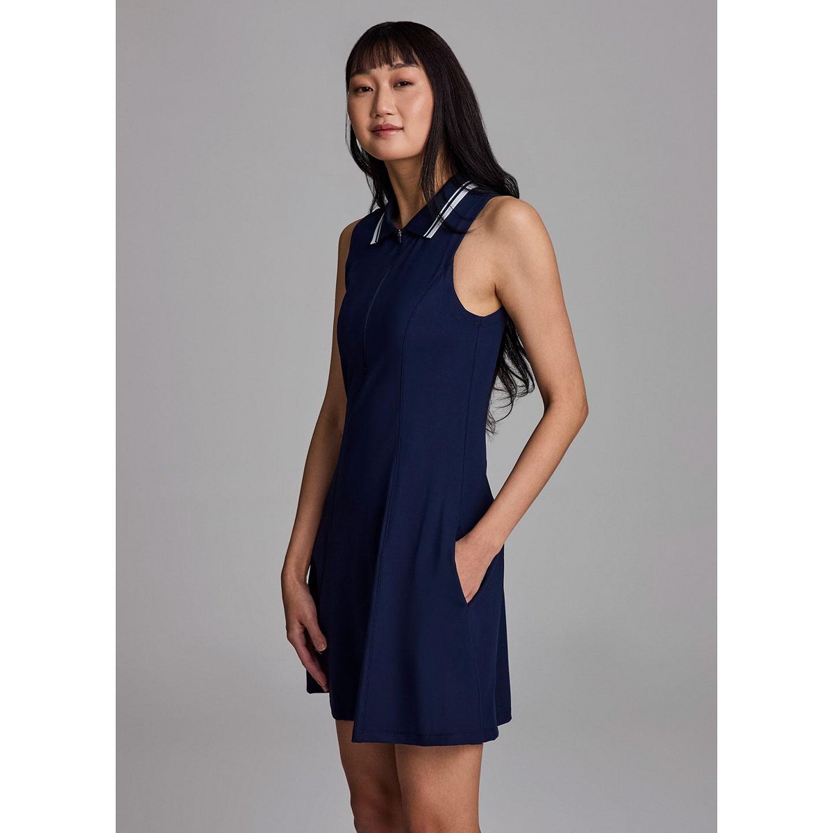 Женские платья RBX Active Tennis Dress with Pockets, Preppy Fashion Soft Jersey Knit 1/4 Zip Collared Tank Dress Tunic - Navy,M — фото 4
