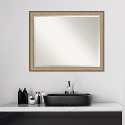 Elegant Brushed Bronze Narrow Framed Rectangular Vanity Mirror
