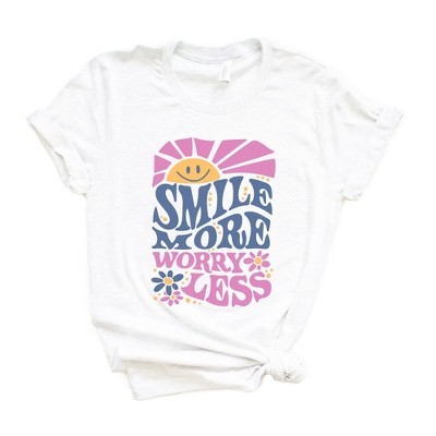 Simply Sage Market Women's Smile More Worry Less Sunshine Short Sleeve Graphic Tee