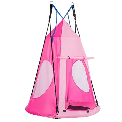 Infans 40" Kids Hanging Chair Swing Tent Set Hammock Nest Pod Seat Pink