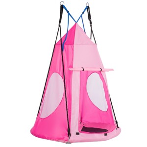 Infans 40" Kids Hanging Chair Swing Tent Set Hammock Nest Pod Seat Pink - 1 of 4