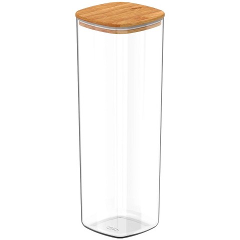 OU Airtight Food Storage Container 8.4cup, Clear Plastic Food Storage Container with Leak Proof Bamboo Lid, Stackable Kitchen Pantry Organizer