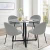 Hana + Nano 5-Piece Round Clear Glass Dining Table Set with 4 Upholstered Chairs Black Legs - Maison Boucle - 2 of 4