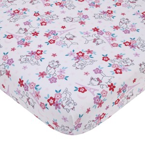 NoJo Disney Aristocats Pink, White, and Teal, Marie Super Soft Nursery Fitted Crib Sheet - 1 of 4