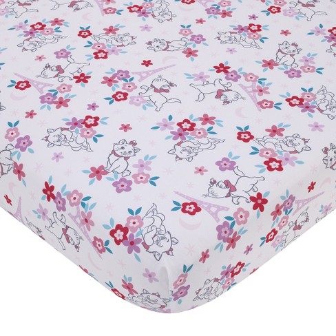 NoJo Disney Aristocats Pink, White, and Teal, Marie Super Soft Nursery Fitted Crib Sheet - image 1 of 4