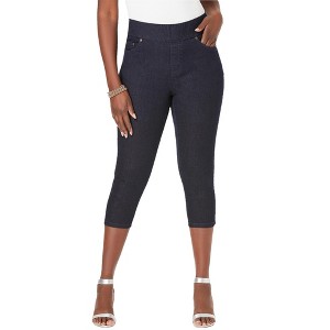 Jessica London Women's Plus Size Comfort Waist Stretch Denim Capris - 1 of 4