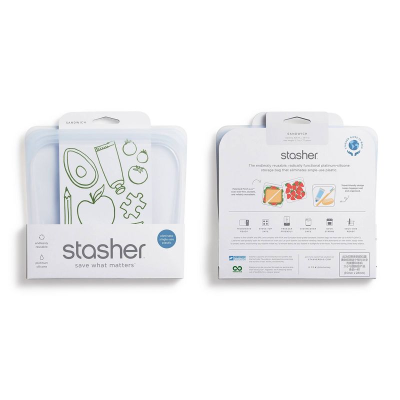 Stasher Reusable Food Storage Sandwich Bag - Clear, 4 of 8