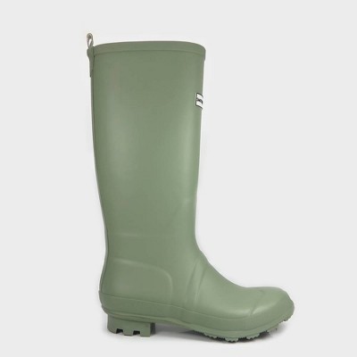 tall green rain boots