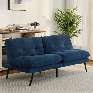 Dyonery 72" Convertible Futon Sofa Bed with 6.7" Thick Removable Cushion & Adjustable Backrest–Plush Terry Cloth Fabric Futon Couch Bed - 1 of 4