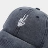 Anna-Kaci Women's Vintage Washed Baseball Cap with Skeleton Peace Sign Embroidery - 4 of 4