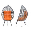 Patio Wicker Egg Chair w/ Soft Cushion,Outdoor / Indoor Patio Chair, PE Plastic Rattan Furniture with Adjustable Height Feet Pads - 3 of 4