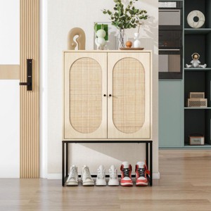 Shoe Storage Cabinet,Shoe Organizer Cabinet,Entryway Cabinet,Rattan Cabinet,High Storage Cabinet With Adjustable Shelf-Maison Boucle - 1 of 4