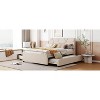 Okak Full/Queen Elegant Platform Bed Frame with Upholstered and Brick Pattern Headboard Linen Fabric Bed with Twin Trundle No Springs Required - 3 of 4