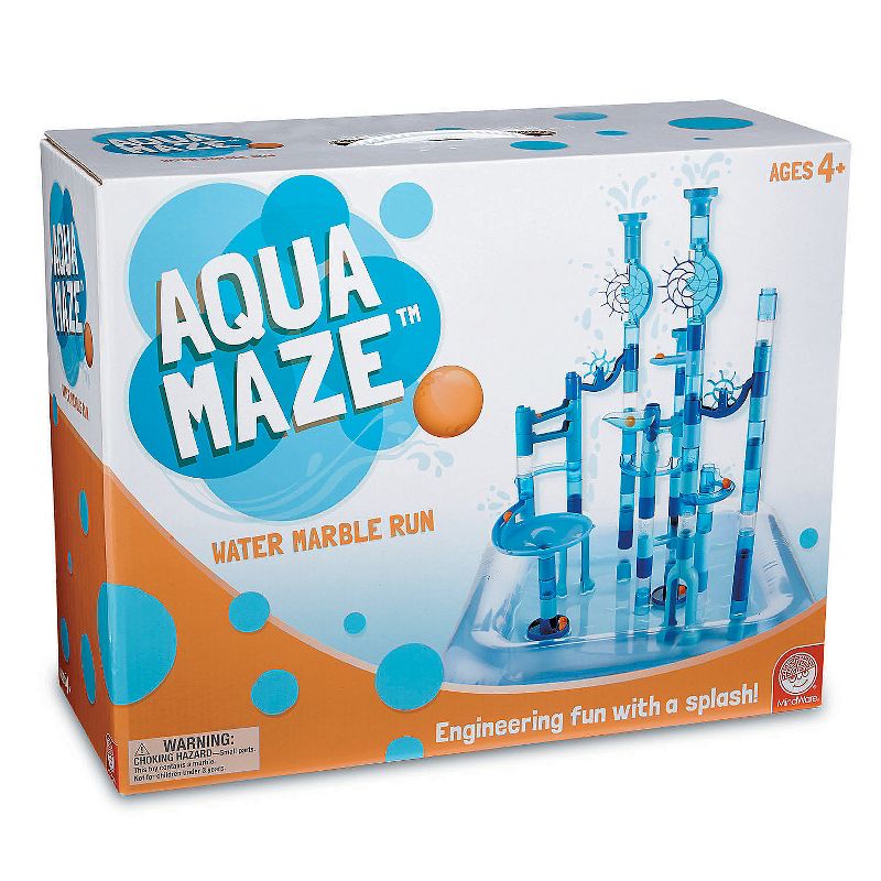 MindWare 125 Piece Aqua Maze Marble Run Toys, 3 of 4
