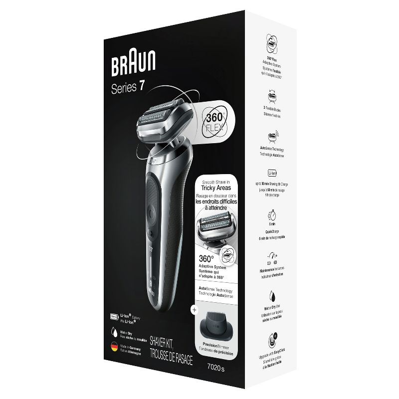Braun Series 7-7020s Flex Men&#39;s Rechargeable Wet &#38; Dry Electric Foil Shaver, 3 of 9