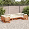 vidaXL Patio Sofa Set - Wax Brown Pine Wood 7 Piece Set Outdoor Garden Furniture with Cream Cushions - Modular Design - 3 of 4