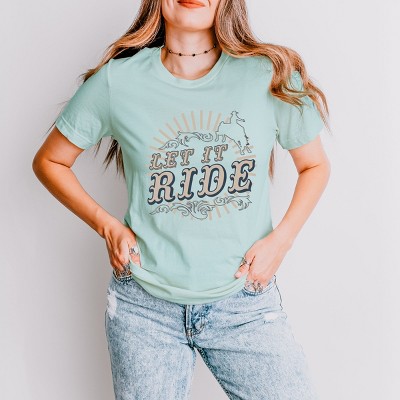 Simply Sage Market Let It Ride Rodeo Short Sleeve Tee - XL - Seafoam