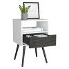 GlasFlength Nightstands Nightstand  Fugaz, Open Shelf, Single Drawer, Smokey Oak / White Finish, Multicolored, 13.78"*15.75"*24.8" - 4 of 4