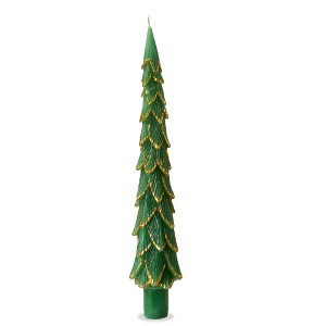 tag Gilded Pine Tree Taper Candle S/2 Green - 1 of 2