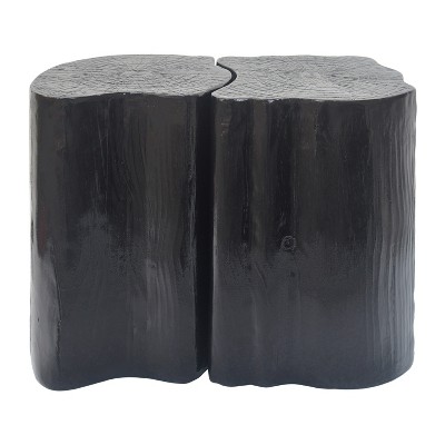 Vynxaria 2-in-1 Irregular MGO End Table - Split Design, 18.11"H, Black
