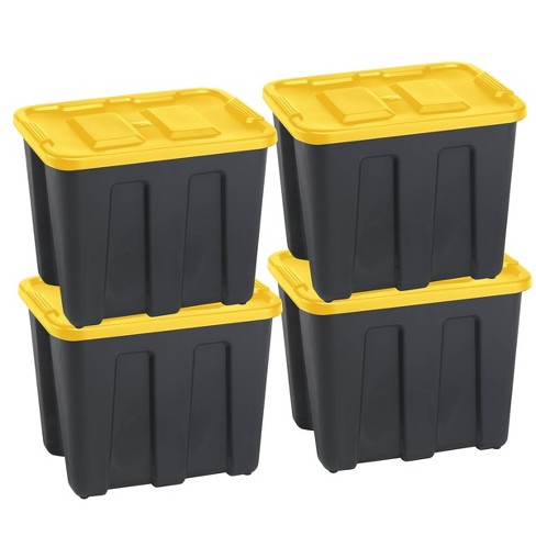 Durabilt18 Gal Storage Totes Set Of 4 Black Yellow Target