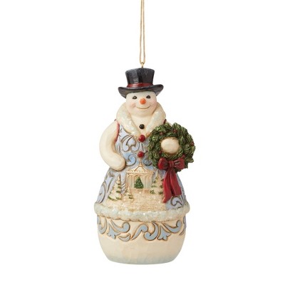 Jim Shore 4.75" Victorian Snowman With Wreath Christmas Snow Man  -  Decorative Figurines