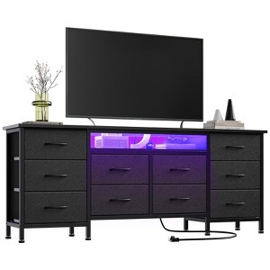 63 Inch Long Dresser with 10 Fabric Drawers and Entertainment Center TV Stand for 65-75 Inch TVs - 1 of 4