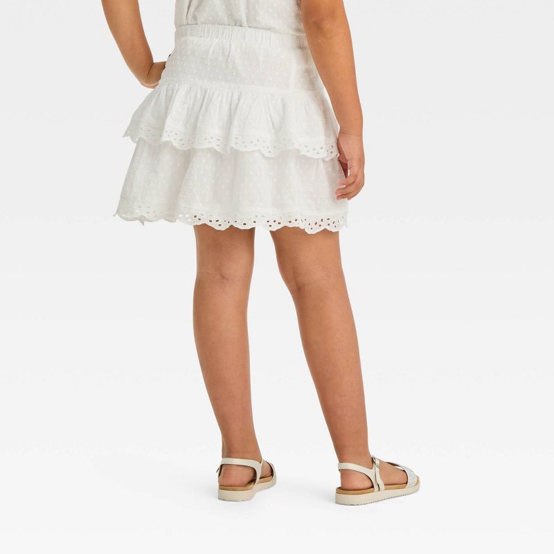 Girls&#39; Tiered Woven Pull-On Skirt - Cat &#38; Jack&#8482; White, 3 of 5