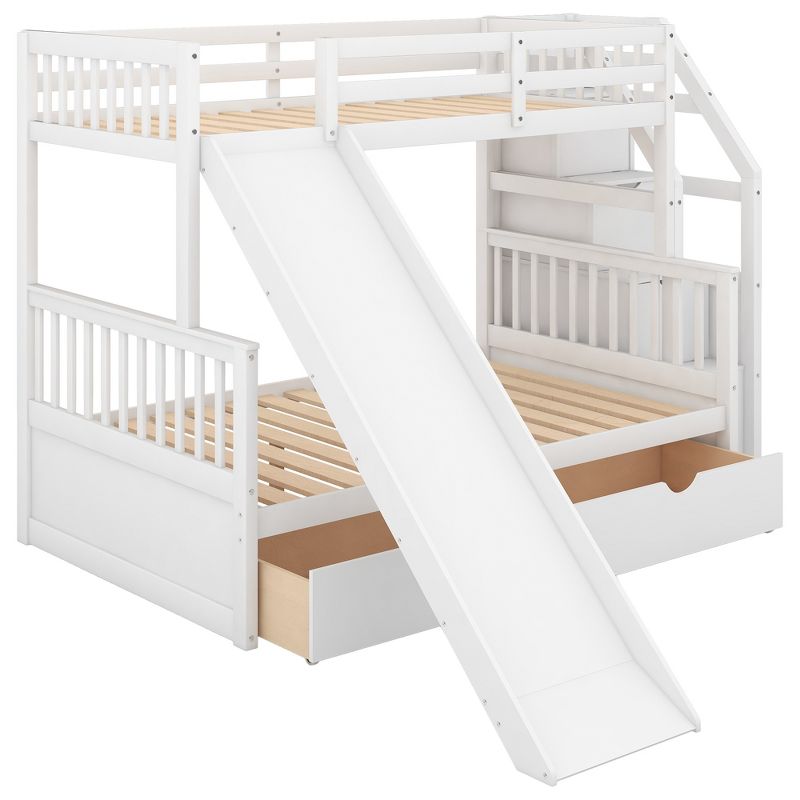 Twin over Full Bunk Bed with Drawers,Storage Staircase and Slide-ModernLuxe, 5 of 11