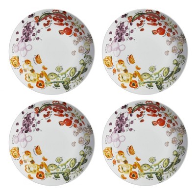 Set of 4 La Jardiniere Serving Bowls - Rosanna: Porcelain, Rustic, Microwave & Dishwasher Safe, 8.25" Diameter, Fruit & Veggie Theme
