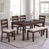 Simple Relax Upholstered Dining Bench with Straight Legs in Antique Cherry - 4 of 4