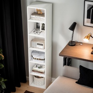 Hommoo 70.9" Corner Bookcase, Modern 6-Tier Narrow Cube Display Shelves - 1 of 4