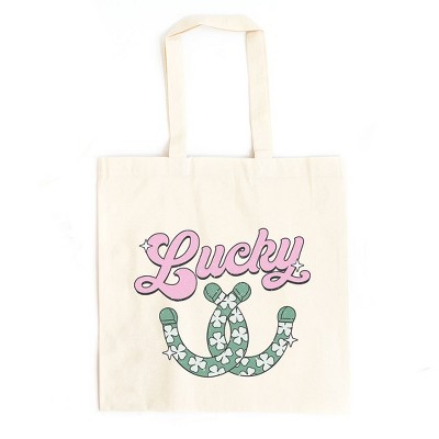 City Creek Prints Lucky Horseshoes Canvas Tote Bag - 15x16 - Natural