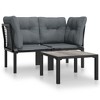 vidaXL 3 Piece Patio Lounge Set Black and Gray Poly Rattan - 2 of 4