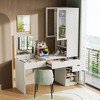 ModernLuxe Makeup Vanity Desk with Mirror & Charging Station, Dressing Table, Computer Desk with Drawers, Cabinets & Open Shelves, White - 2 of 4