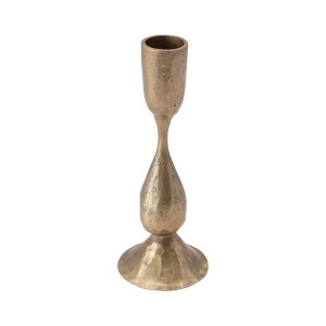 Storied Home Hand-Forged Metal Taper Holder, Antique Brass Finish - 1 of 4