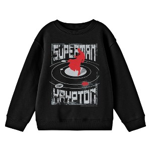 Superman Krypton Doomed World Graphic Crew Neck Long Sleeve Youth Black Tee - 1 of 2