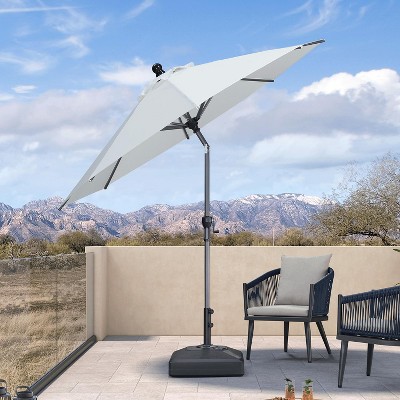 PURPLE LEAF Patio Umbrella Outdoor Table Umbrella Aluminum Frame Market Umbrella Sun Umbrella with 8 Sturdy Ribs