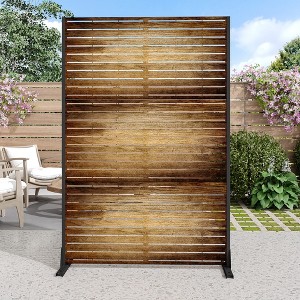 MAYEERTY Veneer Classic Venetian Blind Wood Grain Dark Brown Galvanized Steel Screen Outdoor and Indoor Divider for Balcony Garden - 1 of 4