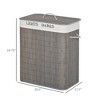 Aghana Digitals Gray Bamboo Collapsible Laundry Hamper with Lid, 2 Removable Washable Bags, Rope - 3 of 4