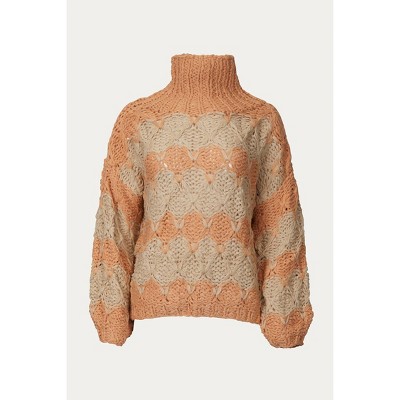 Women's OPEN-KNIT CHUNKY TURTLENECK SWEATER - POL