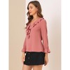 INSPIRE CHIC Women's Office Work Ruffle V Neck Long Sleeve Chiffon Peasant Blouse - 4 of 4